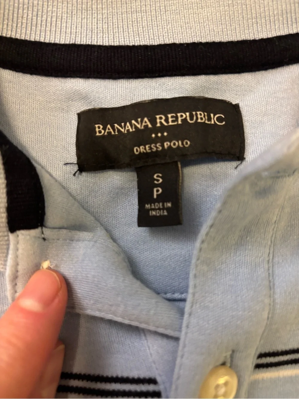 Banana Republic Light Blue Striped Polo Shirt